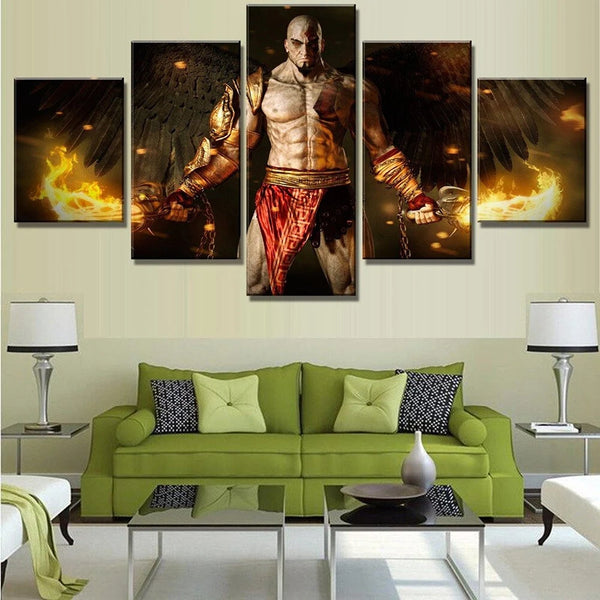 5 Pieces Canvas Arts Painting Game God Of War Kratos Figure Posters Prints Greek Norse Mythology Style Wall Picture Home Decor