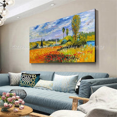 Arthyx,Handpainted Abstract Knife Country Floral Landscape Oil Painting On Canvas,Impression Art,Wall Pictures,Modern Home Decor
