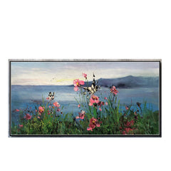 Flower Landscape Oil Painting on Canvas Abstract Green Nature Handmade Painting Living Room Home Decor Large Wall Art Custom Art