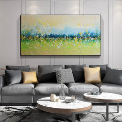 Flower Landscape Oil Painting on Canvas Abstract Green Nature Handmade Painting Living Room Home Decor Large Wall Art Custom Art
