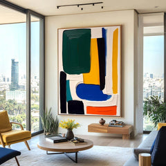 Colorful Abstract Block Hand-Painted Oil Painting On Canvas Geometric Large Wall Art for Living Room Acrylic Handmade Wall Art