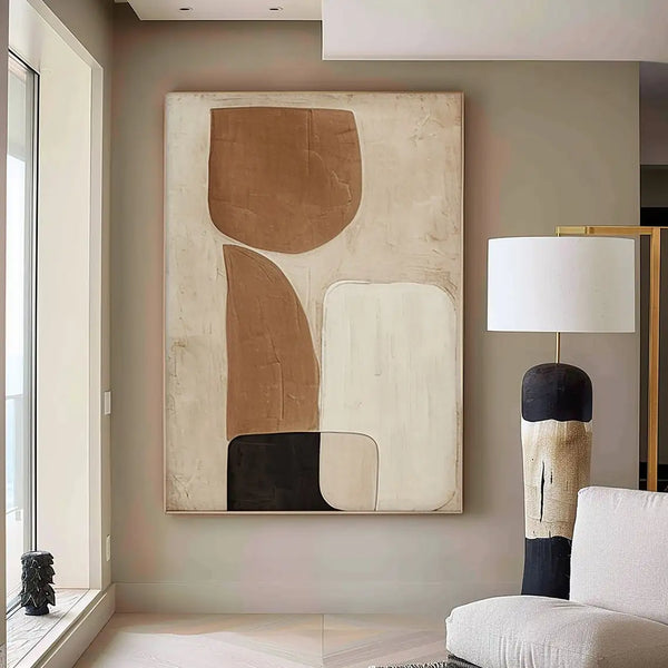 Brown Beige Black Texture Painting Mural Brown Beige Black Minimalist Abstract Painting Modern Abstract Artwork Scandinavian Art