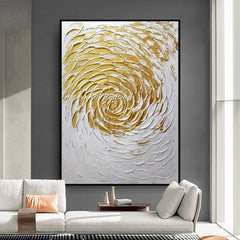 Arthyx,100% Handpainted Golden Textured Abstract Oil Painting On Canvas,Modern Gold Artwork,Wall Art Poster,Decoration Home Room