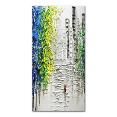 Arthyx Handmade Thick Texture Abstract City Landscape Oil Paintings On Canvas,Modern Wall Art,Picture For Living Room,Home Decor