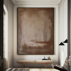 Brown Abstract Hand Painted Textured Painting Wabi Sabi Wall Art Gray Brown Minimalist Textured Canvas Boho Medieval Wall Decor