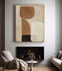 Brown Beige Black Texture Painting Mural Brown Beige Black Minimalist Abstract Painting Modern Abstract Artwork Scandinavian Art