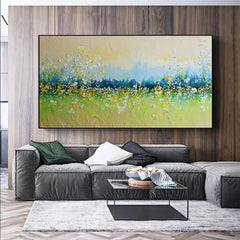 Flower Landscape Oil Painting on Canvas Abstract Green Nature Handmade Painting Living Room Home Decor Large Wall Art Custom Art