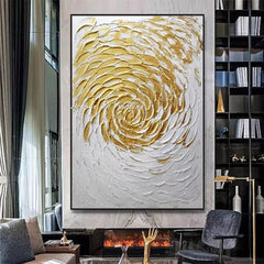 Arthyx,100% Handpainted Golden Textured Abstract Oil Painting On Canvas,Modern Gold Artwork,Wall Art Poster,Decoration Home Room