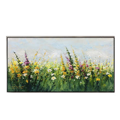 Flower Landscape Oil Painting on Canvas Abstract Green Nature Handmade Painting Living Room Home Decor Large Wall Art Custom Art