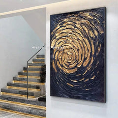 Arthyx,100% Handpainted Golden Textured Abstract Oil Painting On Canvas,Modern Gold Artwork,Wall Art Poster,Decoration Home Room