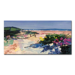 Arthyx,Handpainted Abstract Knife Country Floral Landscape Oil Painting On Canvas,Impression Art,Wall Pictures,Modern Home Decor