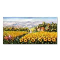Arthyx,Handpainted Abstract Knife Country Floral Landscape Oil Painting On Canvas,Impression Art,Wall Pictures,Modern Home Decor