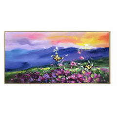 Flower Landscape Oil Painting on Canvas Abstract Green Nature Handmade Painting Living Room Home Decor Large Wall Art Custom Art