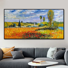 Arthyx,Handpainted Abstract Knife Country Floral Landscape Oil Painting On Canvas,Impression Art,Wall Pictures,Modern Home Decor