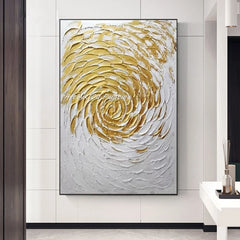 Arthyx,100% Handpainted Golden Textured Abstract Oil Painting On Canvas,Modern Gold Artwork,Wall Art Poster,Decoration Home Room