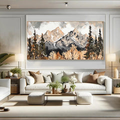 Abstract Textured Painting Landscape Handmade On Canvas Wall Art Calm Night Reeds Spatula Classic Style Blue Brown Wall Decor