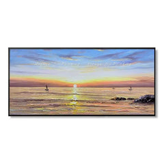 Arthyx,Large Abstract Sunrise Seascape Oil Painting on Canvas Handmade Modern Art Poster,Wall Picture,Room Decoration,Home Decor