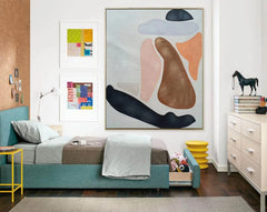 Brown Abstract Hand Painted Textured Painting Wabi Sabi Wall Art Gray Brown Minimalist Textured Canvas Boho Medieval Wall Decor