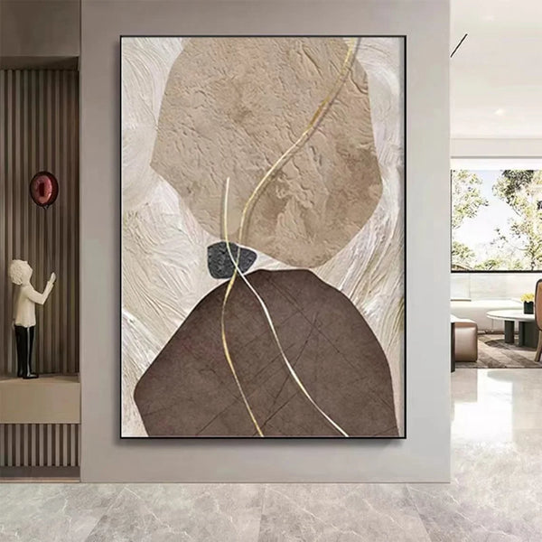 Large Beige Abstract Handmade Painting Wabi-sabi Wall Art Black and Beige Painting Earth Tone Painting Wall Art Large Home Decor
