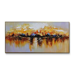 Arthyx,Large Abstract Sunrise Seascape Oil Painting on Canvas Handmade Modern Art Poster,Wall Picture,Room Decoration,Home Decor
