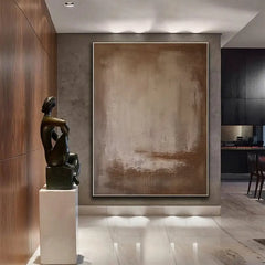 Brown Abstract Hand Painted Textured Painting Wabi Sabi Wall Art Gray Brown Minimalist Textured Canvas Boho Medieval Wall Decor