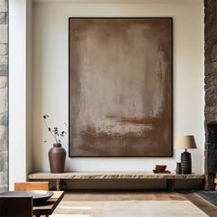 Brown Abstract Hand Painted Textured Painting Wabi Sabi Wall Art Gray Brown Minimalist Textured Canvas Boho Medieval Wall Decor
