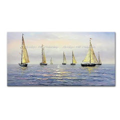 Arthyx,Large Abstract Sunrise Seascape Oil Painting on Canvas Handmade Modern Art Poster,Wall Picture,Room Decoration,Home Decor