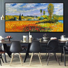 Arthyx,Handpainted Abstract Knife Country Floral Landscape Oil Painting On Canvas,Impression Art,Wall Pictures,Modern Home Decor