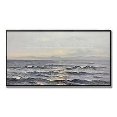 Arthyx,Large Abstract Sunrise Seascape Oil Painting on Canvas Handmade Modern Art Poster,Wall Picture,Room Decoration,Home Decor
