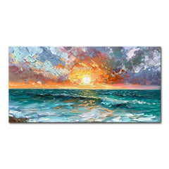 Arthyx,Large Abstract Sunrise Seascape Oil Painting on Canvas Handmade Modern Art Poster,Wall Picture,Room Decoration,Home Decor