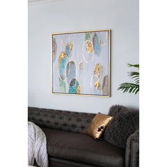 39.5 x 39.5 Modern Oil Painting, Square Framed Wall Art for Living Room Dining Room Office