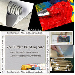 Arthyx Handmade Thick Texture Abstract City Landscape Oil Paintings On Canvas,Modern Wall Art,Picture For Living Room,Home Decor