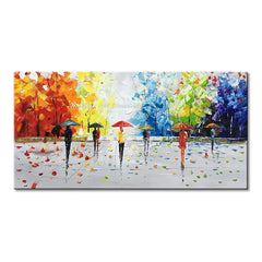 Arthyx Handmade Thick Texture Abstract City Landscape Oil Paintings On Canvas,Modern Wall Art,Picture For Living Room,Home Decor