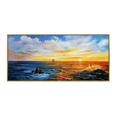 Arthyx,Large Abstract Sunrise Seascape Oil Painting on Canvas Handmade Modern Art Poster,Wall Picture,Room Decoration,Home Decor