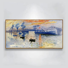 Arthyx,Large Abstract Sunrise Seascape Oil Painting on Canvas Handmade Modern Art Poster,Wall Picture,Room Decoration,Home Decor