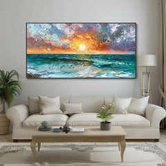 Arthyx,Large Abstract Sunrise Seascape Oil Painting on Canvas Handmade Modern Art Poster,Wall Picture,Room Decoration,Home Decor