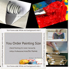 Arthyx,Handpainted Abstract Knife Country Floral Landscape Oil Painting On Canvas,Impression Art,Wall Pictures,Modern Home Decor