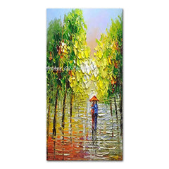 Arthyx Handmade Thick Texture Abstract City Landscape Oil Paintings On Canvas,Modern Wall Art,Picture For Living Room,Home Decor