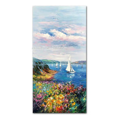 Arthyx Handmade Thick Texture Abstract City Landscape Oil Paintings On Canvas,Modern Wall Art,Picture For Living Room,Home Decor