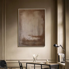 Brown Abstract Hand Painted Textured Painting Wabi Sabi Wall Art Gray Brown Minimalist Textured Canvas Boho Medieval Wall Decor